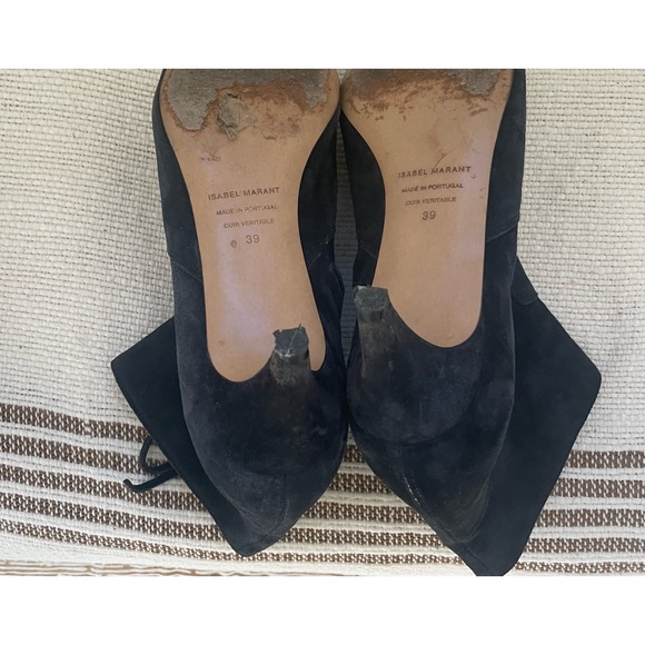 Isabel Marant Derst Black Suede Zip Kitten Heel Ankle Boots Booties - Picture 13 of 14